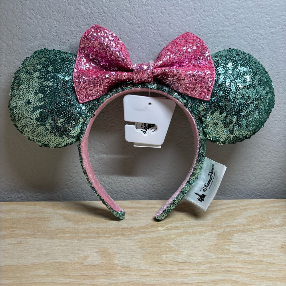 Disney Parks sugar rush Minnie ears headband teal and pink glitter and s…